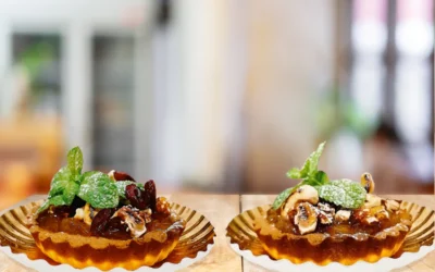 Crostatine Sablé con Pralinato e Marmellata d’Arancia